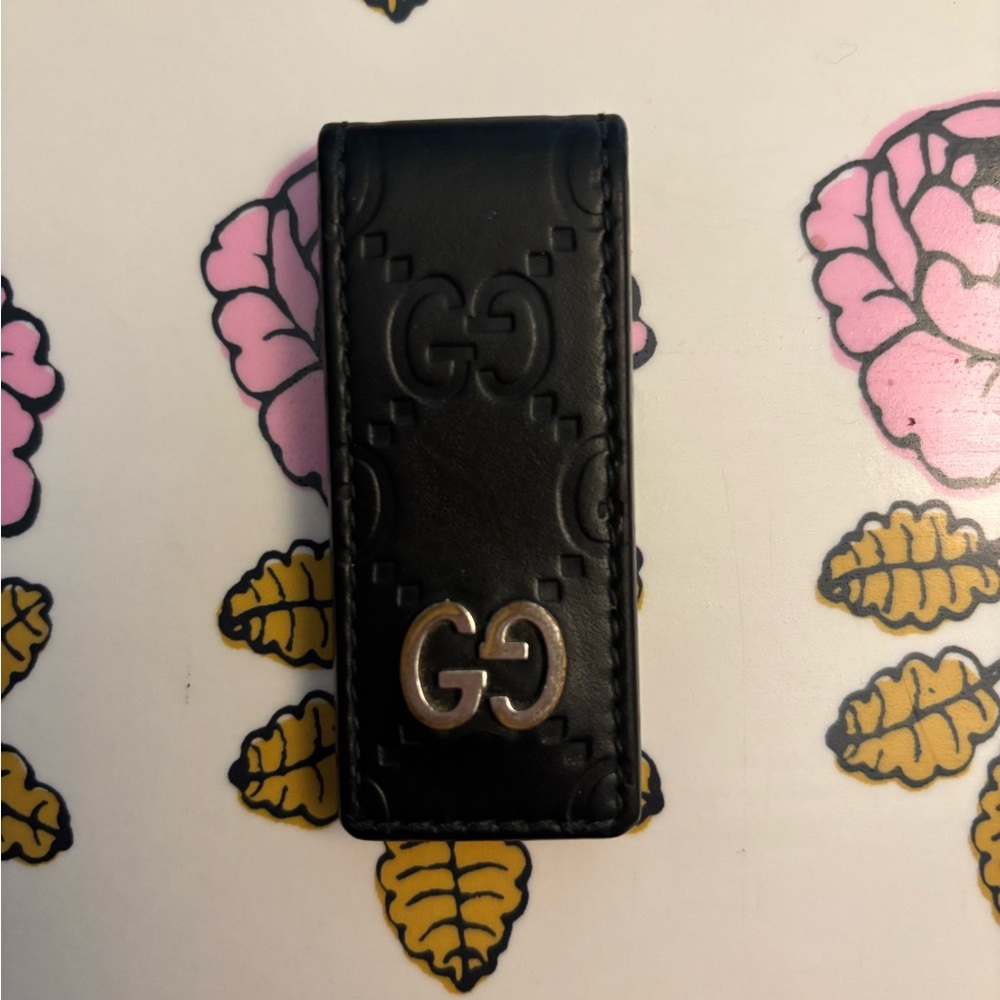 Gucci GG Black Leather Money Clip
